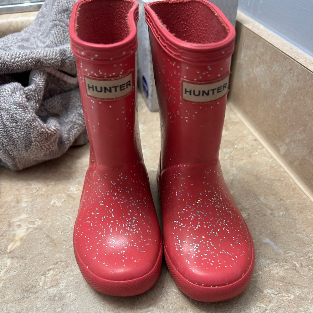 Hunter Kids Pink Sparkle Rain Boots